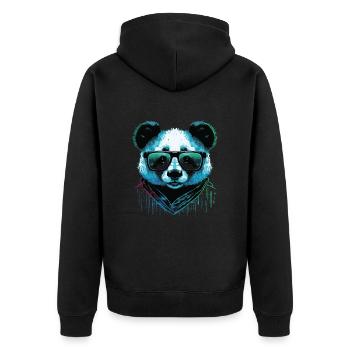Cool Panda - Unisex Premium Bio Zip Hoodie - Schwarz - Hinten - Nico (187cm)