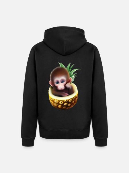 Little monkey in a pineapple - Unisex Premium Organic Zip Hoodie - black