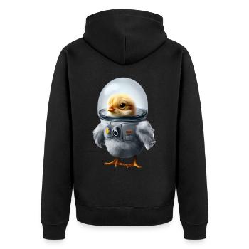 Astronautenhuhn Astronaut Huhn - Unisex Premium Bio Zip Hoodie - Schwarz - Hinten - Nico (187cm)