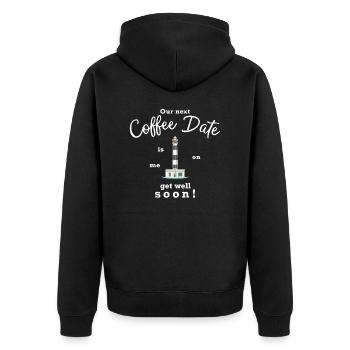 Gute Besserung, das nächste Kaffee-Date zahle ich - Unisex Premium Bio Zip Hoodie - Schwarz - Hinten - Nico (187cm)