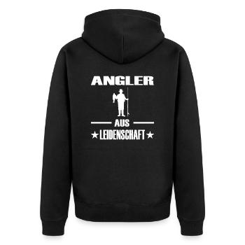 Angeln - Unisex Premium Bio Zip Hoodie - Schwarz - Hinten - Nico (187cm)