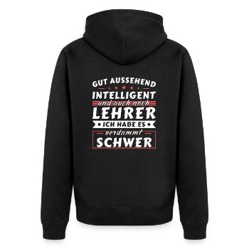 Gut aussehend intelligent - Lehrer Edition - Unisex Premium Bio Zip Hoodie - Schwarz - Hinten - Nico (187cm)