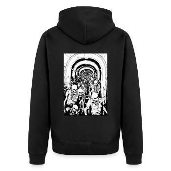 Der Tunnel der lebenden Zombie Kollegen - Unisex Premium Bio Zip Hoodie - Schwarz - Hinten - Nico (187cm)