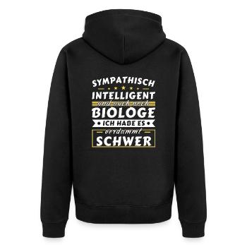 Sympathisch und intelligent - Biologe Edition - Unisex Premium Bio Zip Hoodie - Schwarz - Hinten - Nico (187cm)
