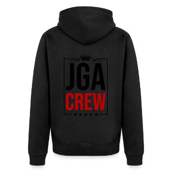 Junggesellen Abschied Jga Crew Spruch - Unisex Premium Bio Zip Hoodie - Schwarz - Hinten - Nico (187cm)