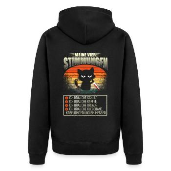 Mes quatre humeurs Cat Coffee Holiday - Veste à capuche bio Premium Unisexe - noir - Dos - Nico (187cm)