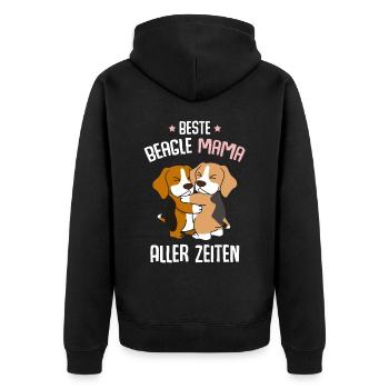 Beste Beagle Mama - Unisex Premium Bio Zip Hoodie - Schwarz - Hinten - Nico (187cm)
