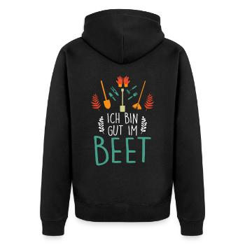 Ich Bin Gut Im Beet Gärtner - Unisex Premium Bio Zip Hoodie - Schwarz - Hinten - Nico (187cm)