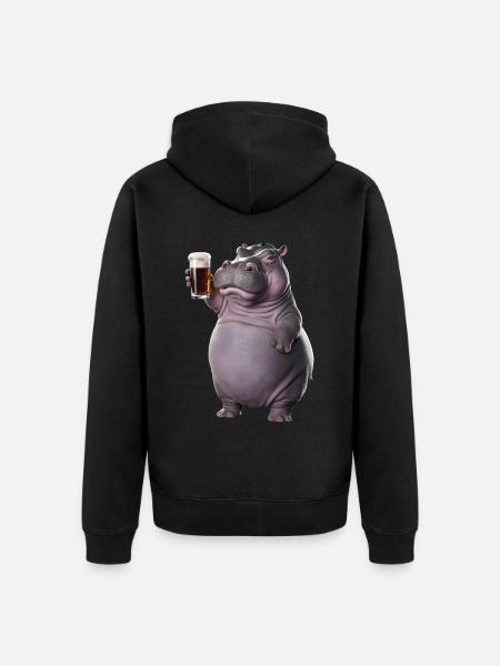 Nilpferd Bier - Unisex Premium Bio Zip Hoodie - Schwarz