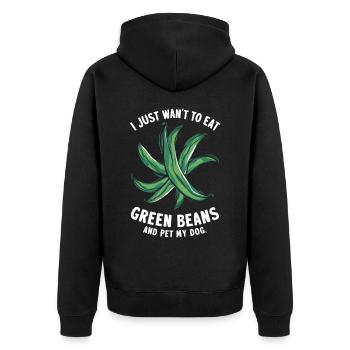 Grüne Bohnen - Unisex Premium Bio Zip Hoodie - Schwarz - Hinten - Nico (187cm)