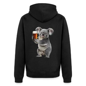 Koala Bier - Unisex Premium Bio Zip Hoodie - Schwarz - Hinten - Nico (187cm)