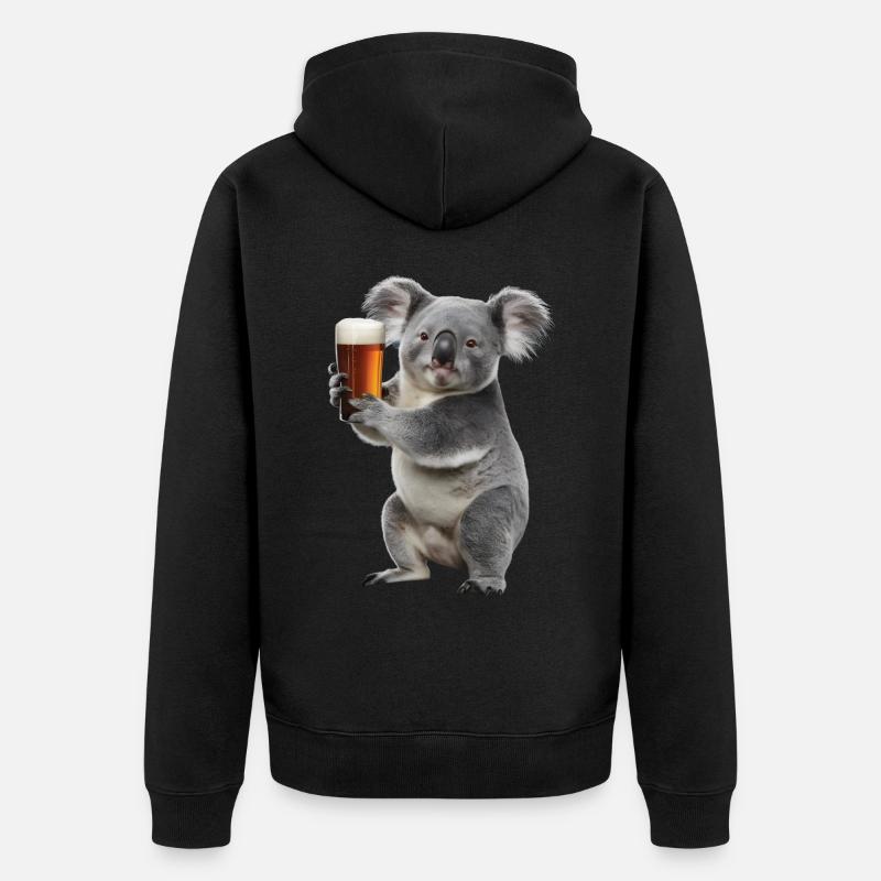 Koala Bier - Unisex Premium Bio Zip Hoodie - Schwarz
