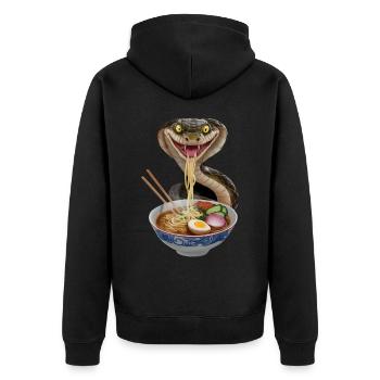 Schlange Ramen - Unisex Premium Bio Zip Hoodie - Schwarz - Hinten - Nico (187cm)