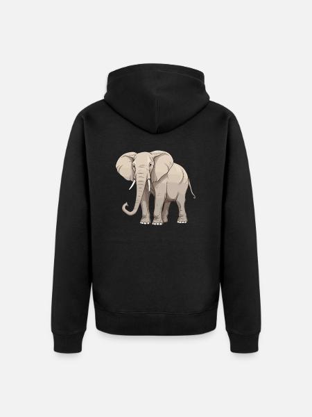 Elephant Animal - Unisex Premium Organic Zip Hoodie - black