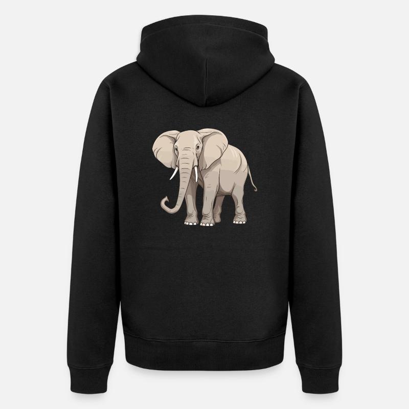 Elefant Tier - Unisex Premium Bio Zip Hoodie - Schwarz