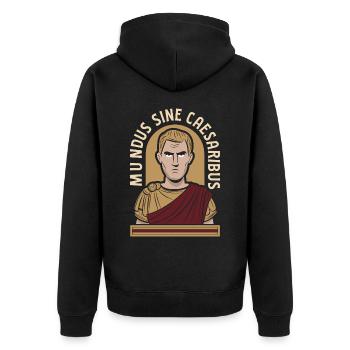 Mundus Sine Caesaribus Zitat Latein - Unisex Premium Bio Zip Hoodie - Schwarz - Hinten - Nico (187cm)