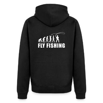 Fliegenfischen - Unisex Premium Bio Zip Hoodie - Schwarz - Hinten - Nico (187cm)