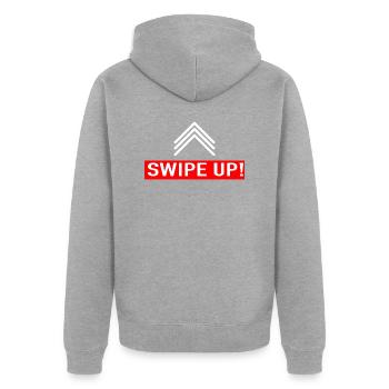 swipe up follower instagram social media likes - Unisex Premium Organic Zip Hoodie - heather grey - Back - Nico (187cm)