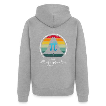 Idée cadeau prof de Maths : Pi et loi normale - Veste à capuche bio Premium Unisexe - gris chiné - Dos - Nico (187cm)
