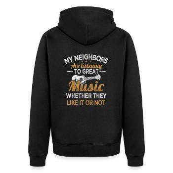 Ukulele Nachbar hört gute Musik Uke Musiker - Unisex Premium Bio Zip Hoodie - Schwarz - Hinten - Nico (187cm)