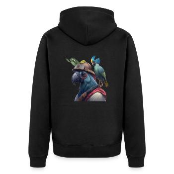 Papageienkopf Geschenk - Unisex Premium Bio Zip Hoodie - Schwarz - Hinten - Nico (187cm)