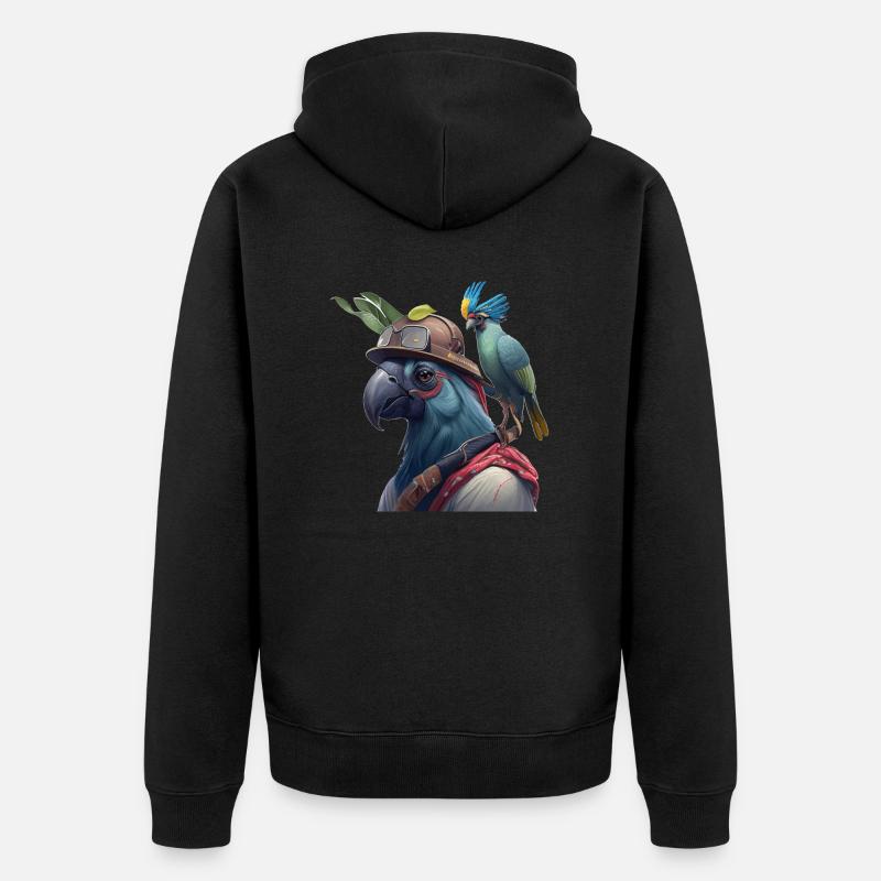 Cadeau de tête de perroquet - Veste à capuche bio Premium Unisexe - noir