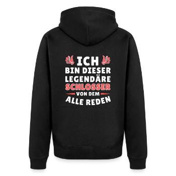 Ich bin dieser legendäre Schlosser - Unisex Premium Bio Zip Hoodie - Schwarz - Hinten - Nico (187cm)