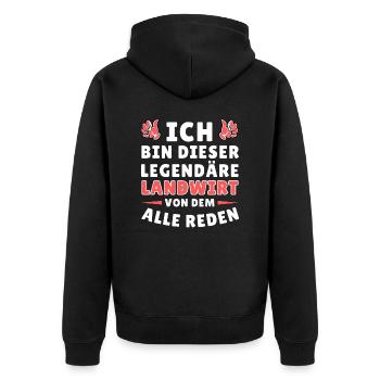 Ich bin dieser legendäre Landwirt - Unisex Premium Bio Zip Hoodie - Schwarz - Hinten - Nico (187cm)