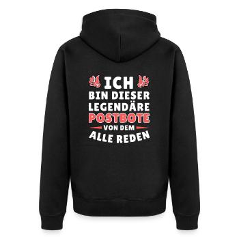 Ich bin dieser legendäre Postbote - Unisex Premium Bio Zip Hoodie - Schwarz - Hinten - Nico (187cm)