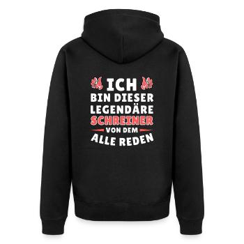 Ich bin dieser legendäre Schreiner - Unisex Premium Bio Zip Hoodie - Schwarz - Hinten - Nico (187cm)