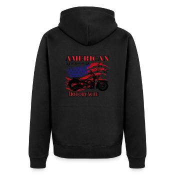 USA Flagge Bike Motorrad USA, amerika - Unisex Premium Bio Zip Hoodie - Schwarz - Hinten - Nico (187cm)