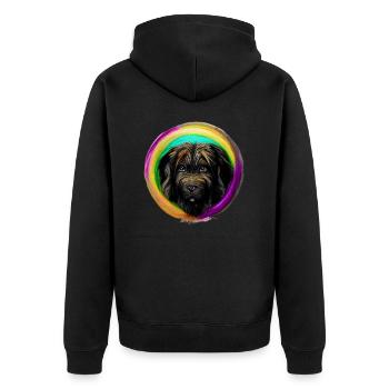 Rainbow Dog Briard 2 - Unisex Premium Organic Zip Hoodie - black - Back - Nico (187cm)