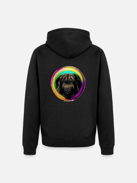 Rainbow Dog Briard 2 - Unisex Premium Organic Zip Hoodie - black
