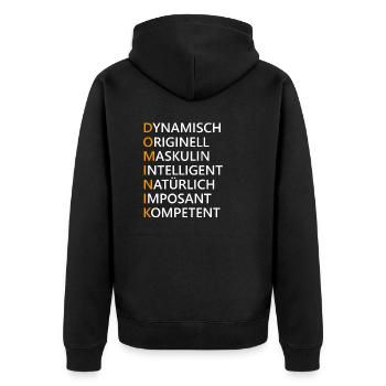 Dominik Name Geschenk - Unisex Premium Bio Zip Hoodie - Schwarz - Hinten - Nico (187cm)
