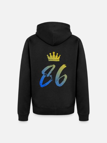 86 Zahl Krone - Unisex Premium Bio Zip Hoodie - Schwarz