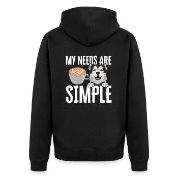 Alaskan Malamute Dog - Unisex Premium Organic Zip Hoodie - black - Back - Nico (187cm)