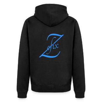 Bayern Spruch Zefix - Unisex Premium Bio Zip Hoodie - Schwarz - Hinten - Nico (187cm)