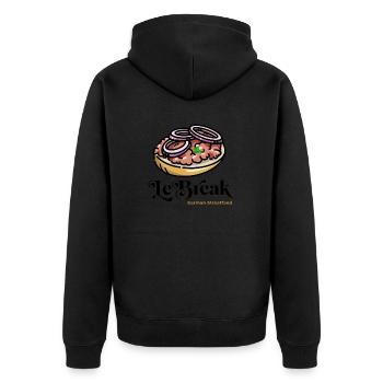 Le Break Mett Brötchen mit Zwiebeln - Unisex Premium Bio Zip Hoodie - Schwarz - Hinten - Nico (187cm)