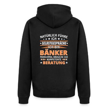 Je me parle à vous-même - Édition Banquier - Veste à capuche bio Premium Unisexe - noir - Dos - Nico (187cm)