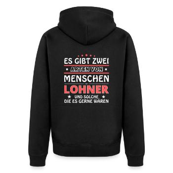 Cadeau Lohner - Deux types de... Concevoir - Veste à capuche bio Premium Unisexe - noir - Dos - Nico (187cm)