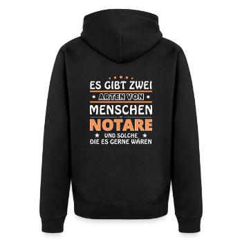 Notar Geschenk - zwei Arten von... Design - Unisex Premium Bio Zip Hoodie - Schwarz - Hinten - Nico (187cm)