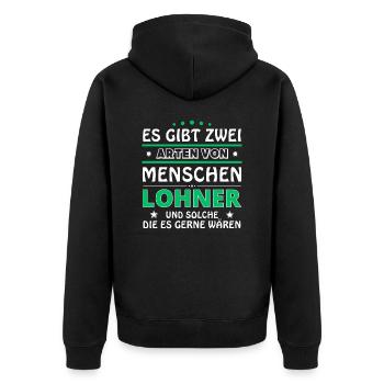 Cadeau Lohner - Deux types de... Concevoir - Veste à capuche bio Premium Unisexe - noir - Dos - Nico (187cm)
