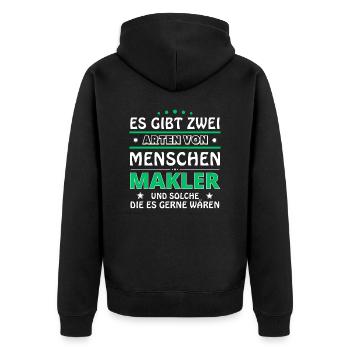 Cadeau d’agent immobilier - Deux types de... Concevoir - Veste à capuche bio Premium Unisexe - noir - Dos - Nico (187cm)