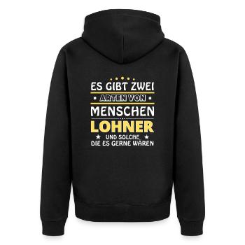 Cadeau Lohner - Deux types de... Concevoir - Veste à capuche bio Premium Unisexe - noir - Dos - Nico (187cm)