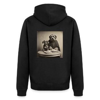 Chien / Animal / Photo / Sauvage / Drôle / Aboiement - Veste à capuche bio Premium Unisexe - noir - Dos - Nico (187cm)