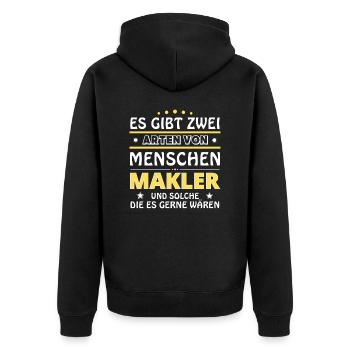 Cadeau d’agent immobilier - Deux types de... Concevoir - Veste à capuche bio Premium Unisexe - noir - Dos - Nico (187cm)