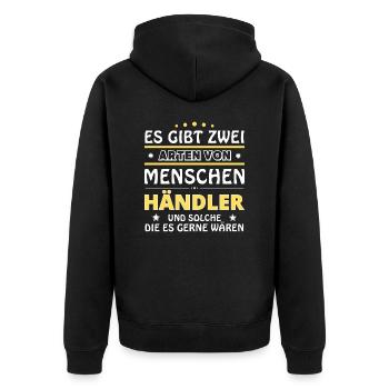 Dealer Gift - Two Types of... Design - Unisex Premium Organic Zip Hoodie - black - Back - Nico (187cm)