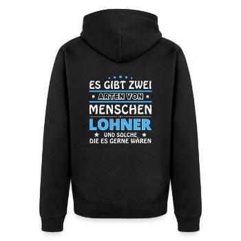 Cadeau Lohner - Deux types de... Concevoir - Veste à capuche bio Premium Unisexe - noir - Dos - Nico (187cm)