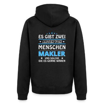 Cadeau d’agent immobilier - Deux types de... Concevoir - Veste à capuche bio Premium Unisexe - noir - Dos - Nico (187cm)