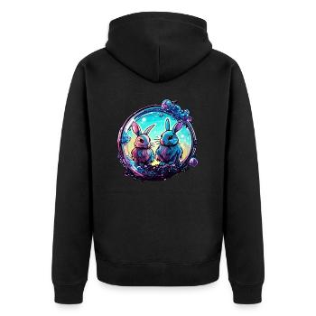 Animal dans la bulle de savon / enfantin / mignon / lapin - Veste à capuche bio Premium Unisexe - noir - Dos - Nico (187cm)